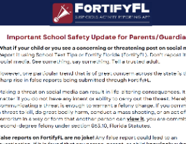  flyer for parents about school safety concerns